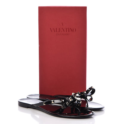 Valentino Garavani PVC Jelly Rockstud Bow Thong Sandals 41 Black 10 of 10