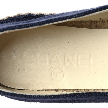 Chanel Denim Toile Embossed CC Espadrilles 36 Navy Black 7 of 8