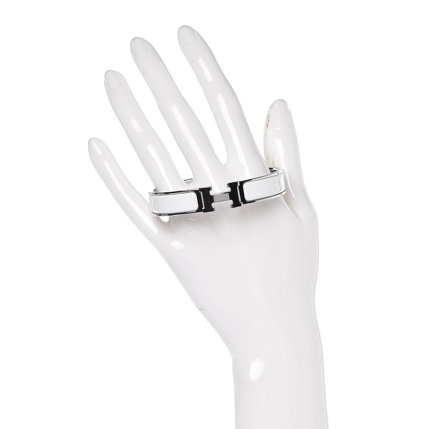 Hermes Enamel Narrow Clic Clac H Bracelet GM White 2 of 4
