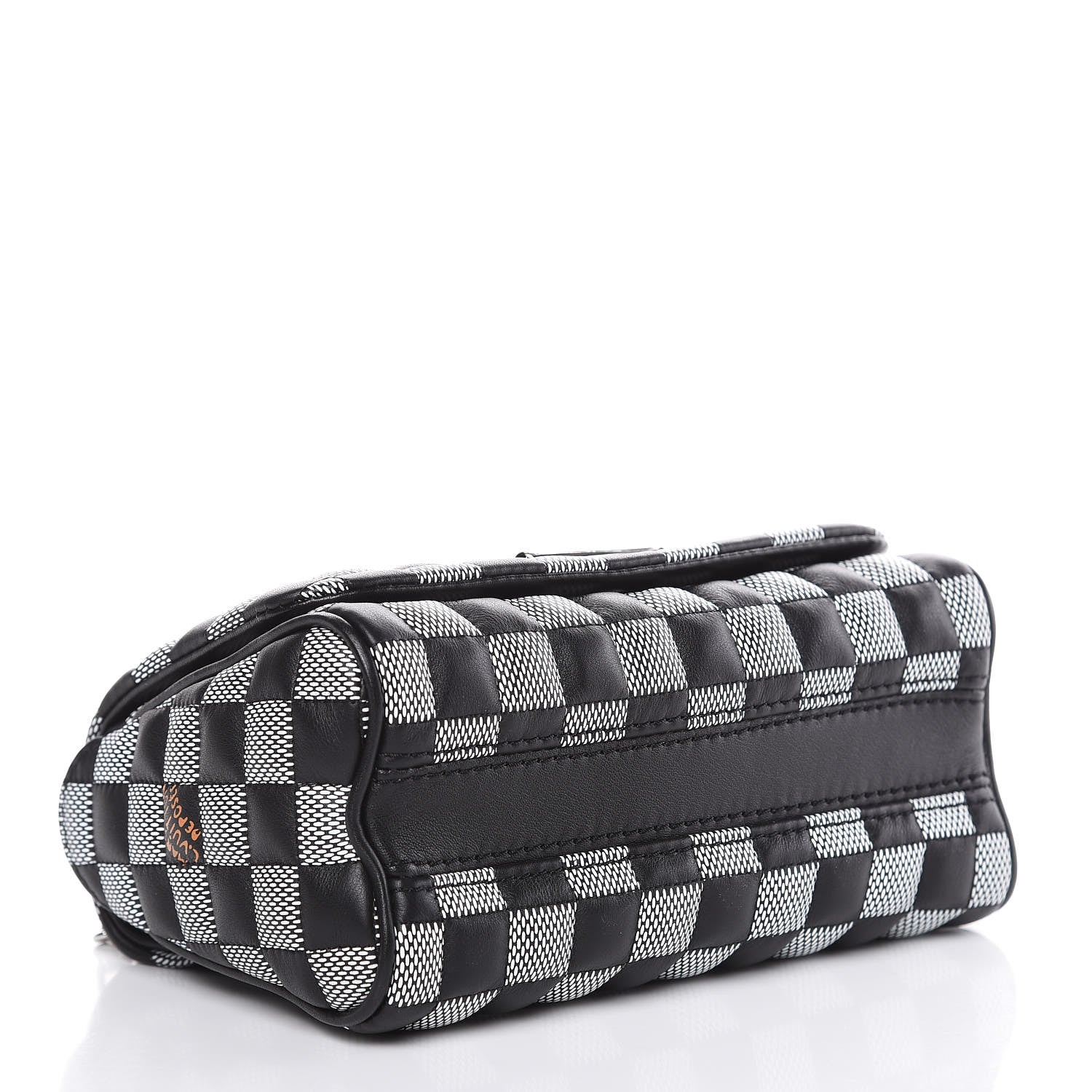 Louis Vuitton Calfskin Damier Twist Shoulder Bag BB Black White 4 of 9