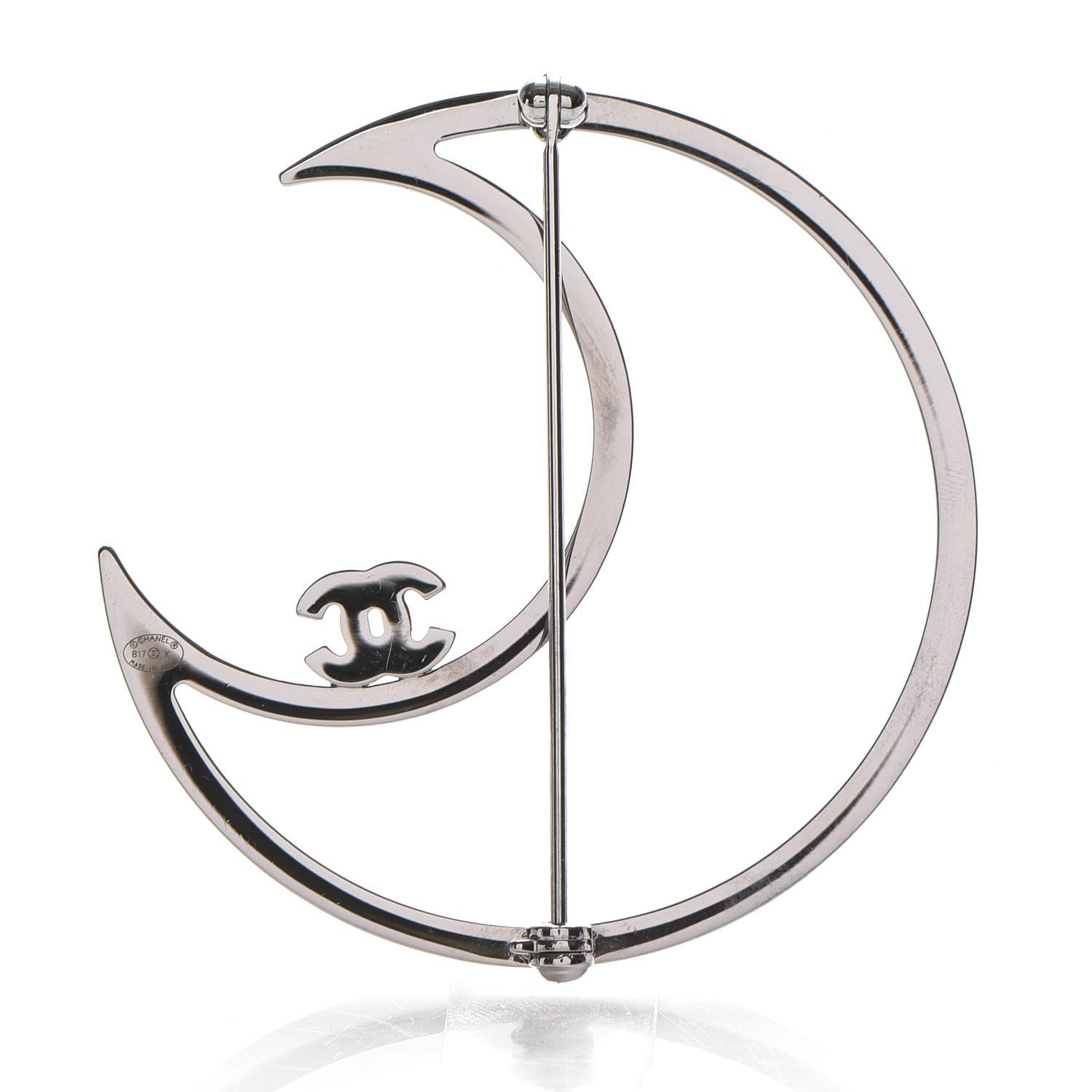 Chanel Ruthenium Crystal CC Moon Brooch 3 of 5