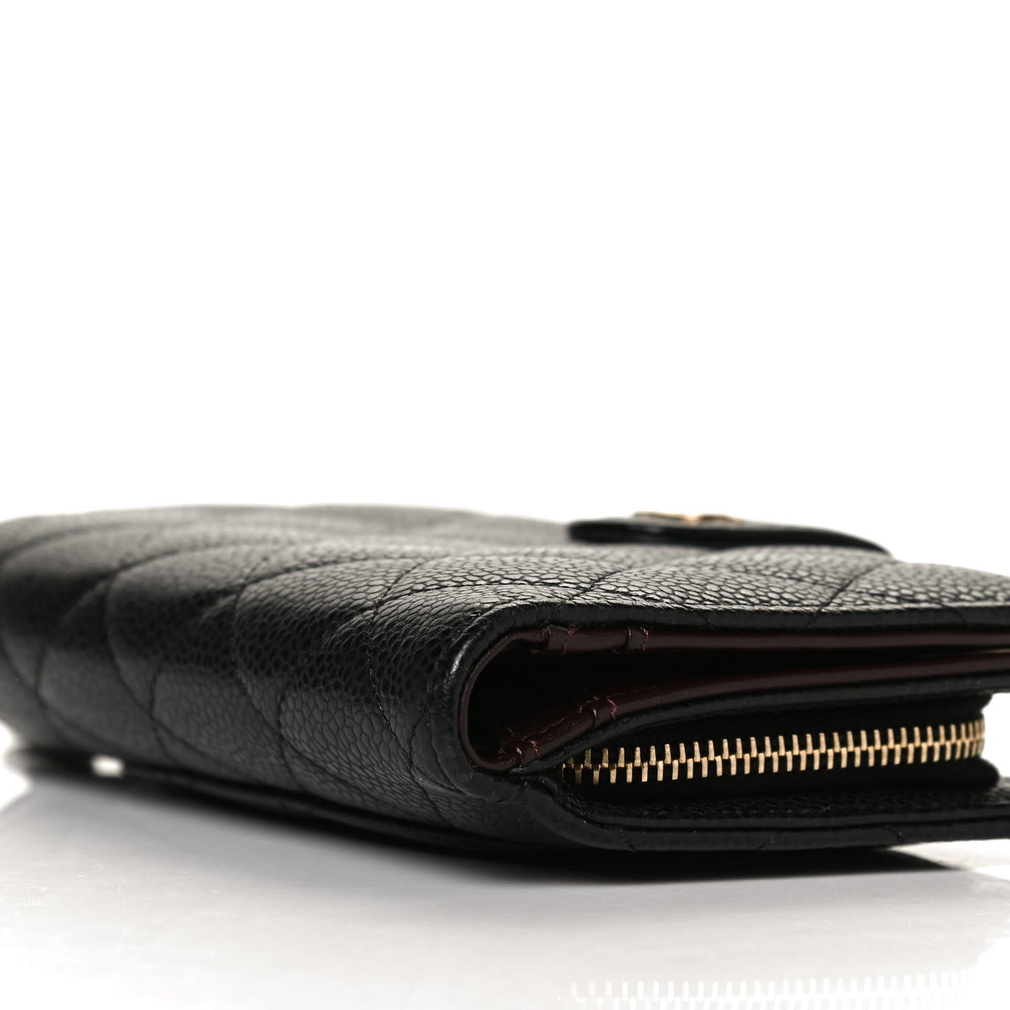 Caviar Quilted Zipped Pocket Wallet Black