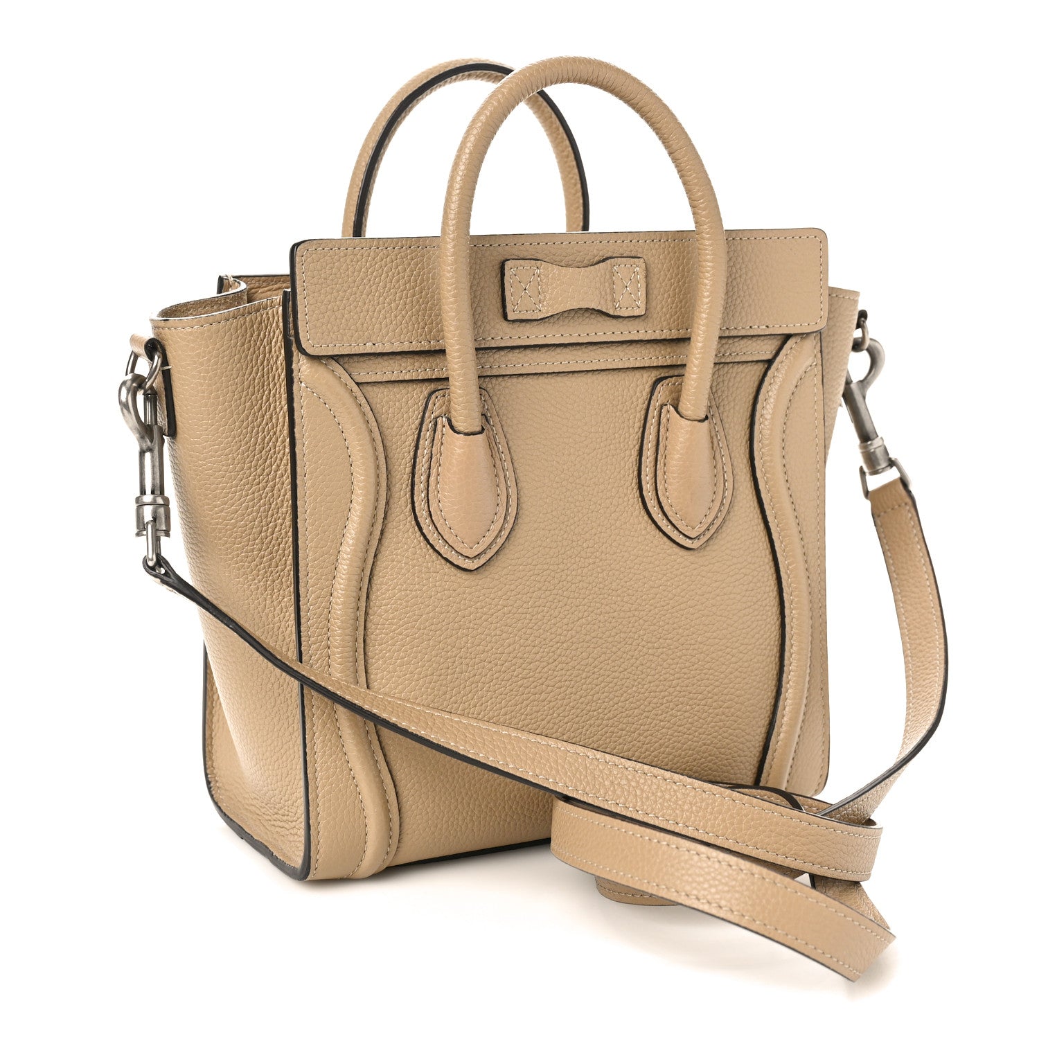 Celine Drummed Calfskin Nano Luggage Dune 3 of 8