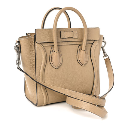 Celine Drummed Calfskin Nano Luggage Dune 3 of 8