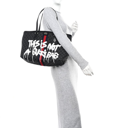 Gucci X BALENCIAGA BB Monogram Web Graffiti Medium Ophidia Shopping Tote Black 2 of 9