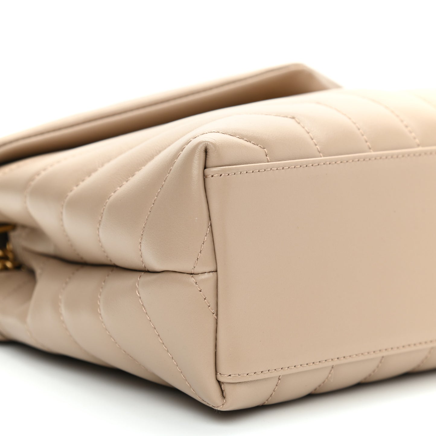 Calfskin Y Quilted Monogram Small Loulou Chain Satchel Dark Beige