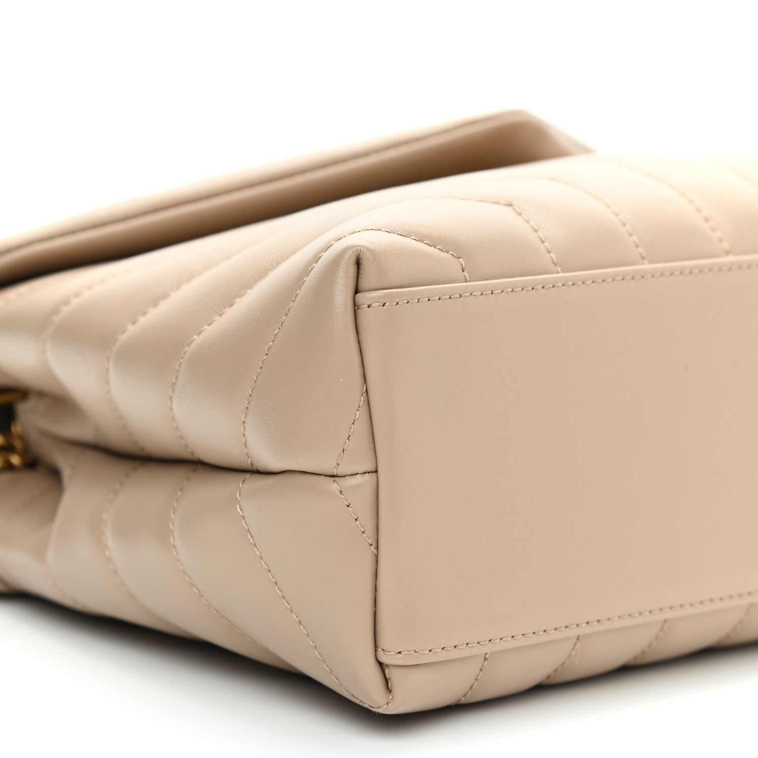 Saint Laurent Calfskin Y Quilted Monogram Small Loulou Chain Satchel Dark Beige 7 of 8