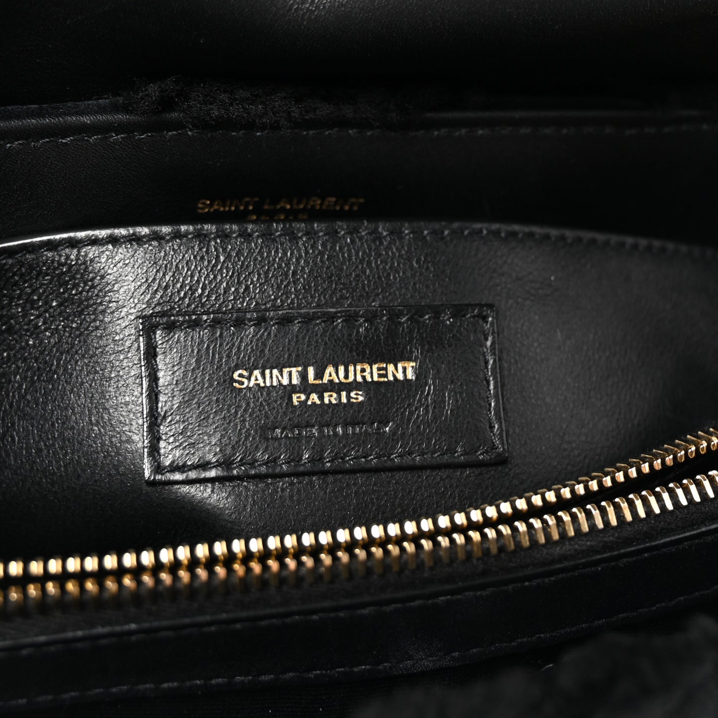 Shearling Y Quilted Monogram Small Loulou Chain Satchel Black