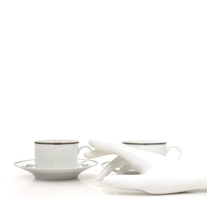 Hermes Porcelain Platinum Chaine d'Ancre Tea Cup and Saucer Set of 2 2 of 13