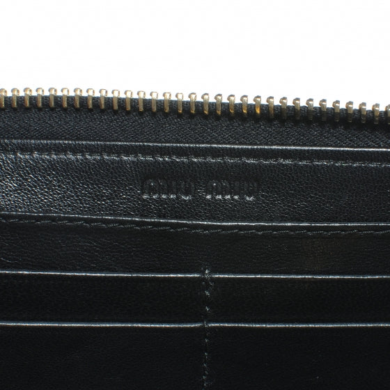 Patent Bow Zip Continental Wallet Black