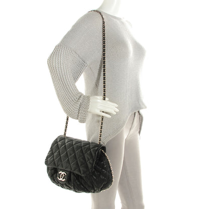 Chanel Washed Lambskin Quilted Large Chain Around Messenger Black 2 of 7