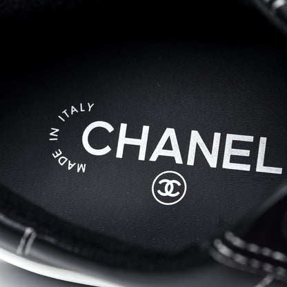 Chanel Calfskin Womens Logo Sneakers 38 Black White 11 of 13