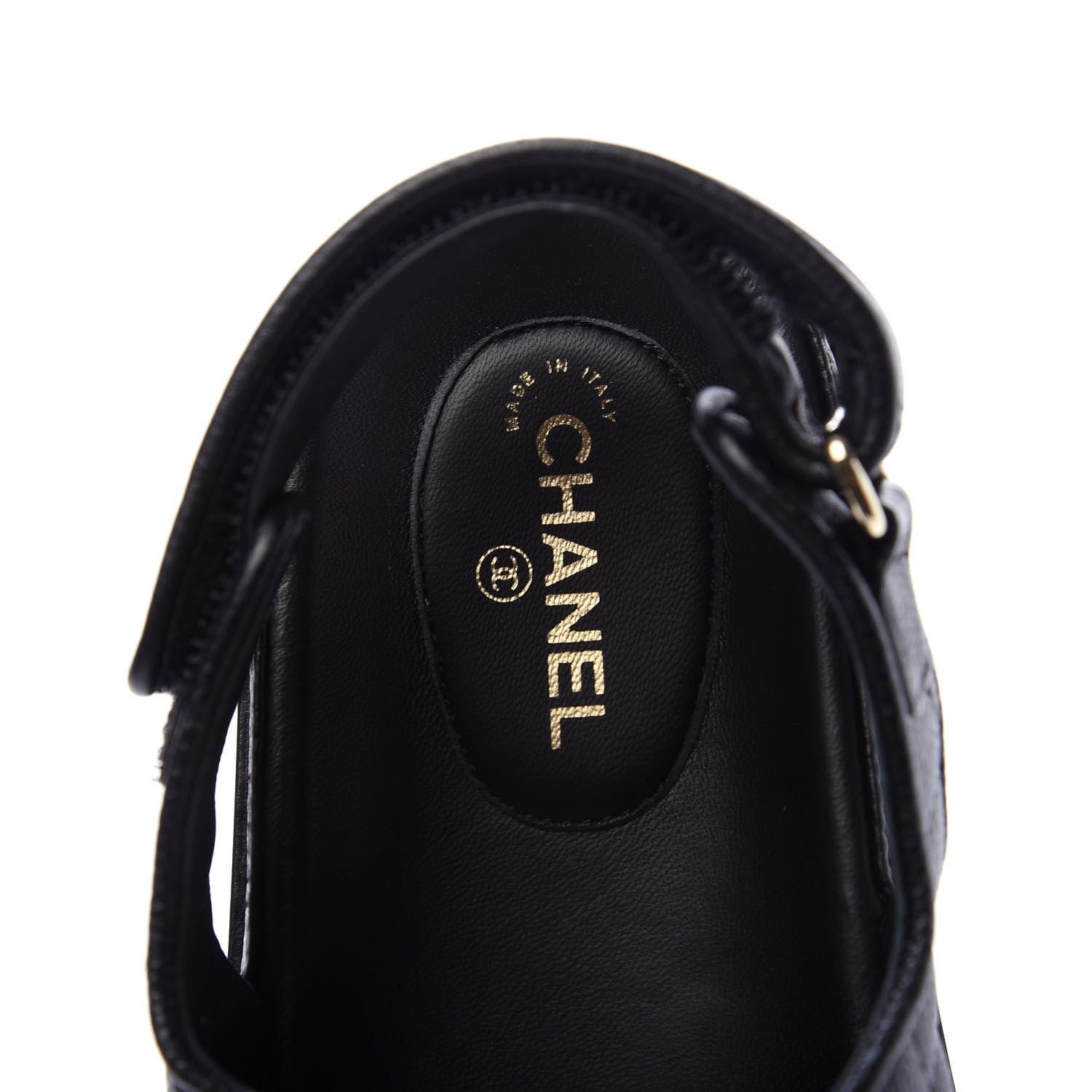 Chanel Caviar CC Flat Sandals 40.5 Black 6 of 9