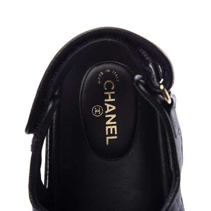 Chanel Caviar CC Flat Sandals 40.5 Black 6 of 9