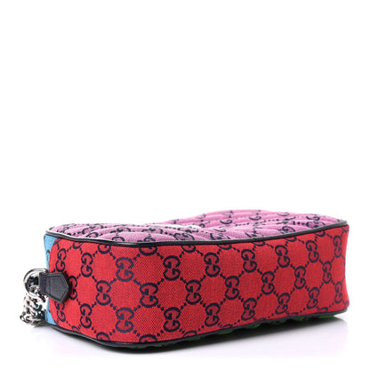 Gucci Monogram Multicolor Matelasse Diagonal Small GG Marmont Chain Shoulder Bag Pink Blue Green Red Light Blue 3 of 4