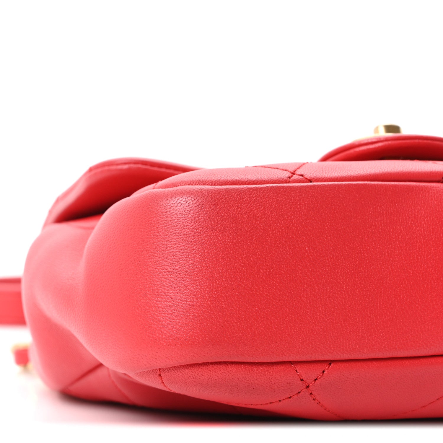 Chanel Lambskin Quilted Small Circular Handle Bag Brilliant Rouge