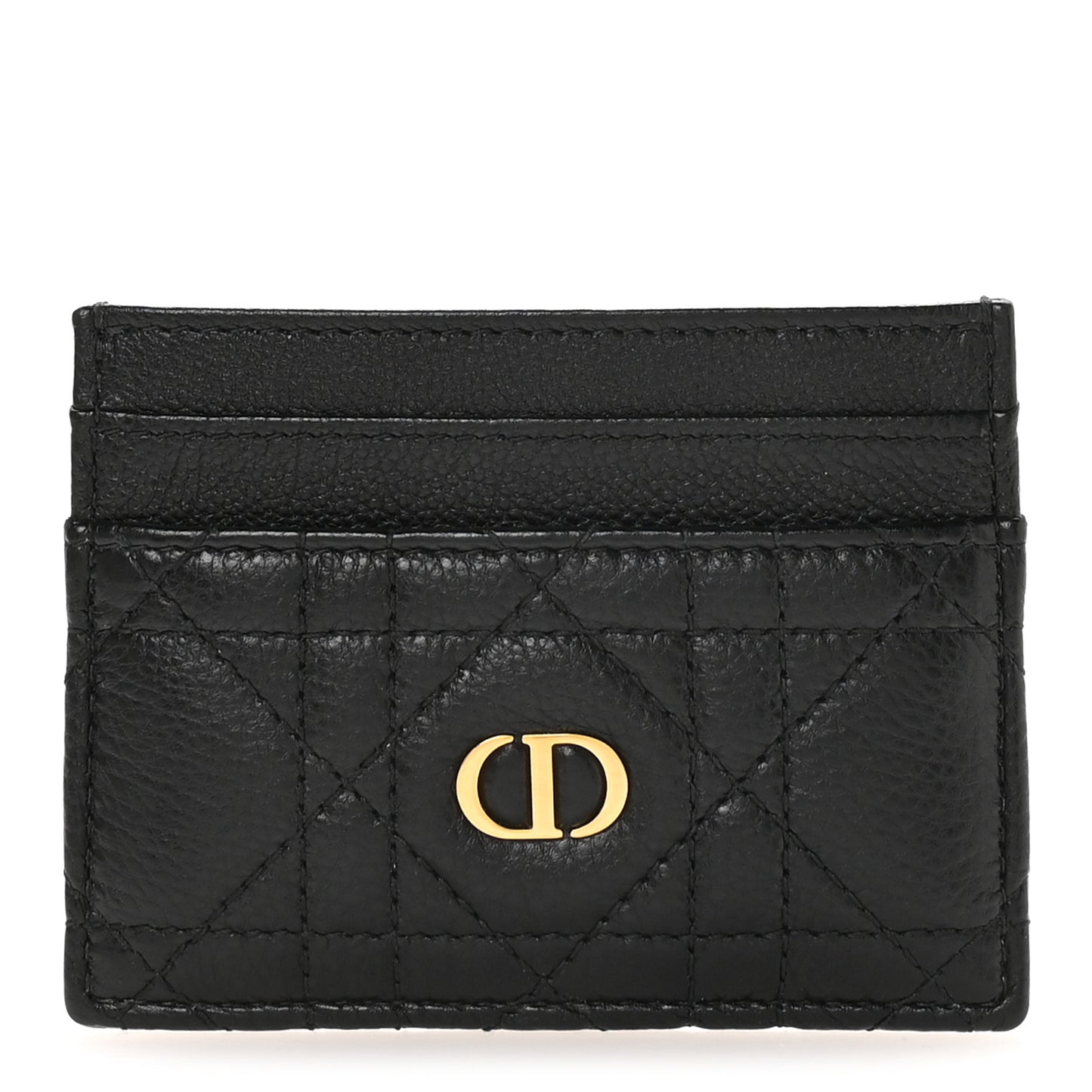 Supple Calfskin Cannage Caro Freesia Card Holder Black