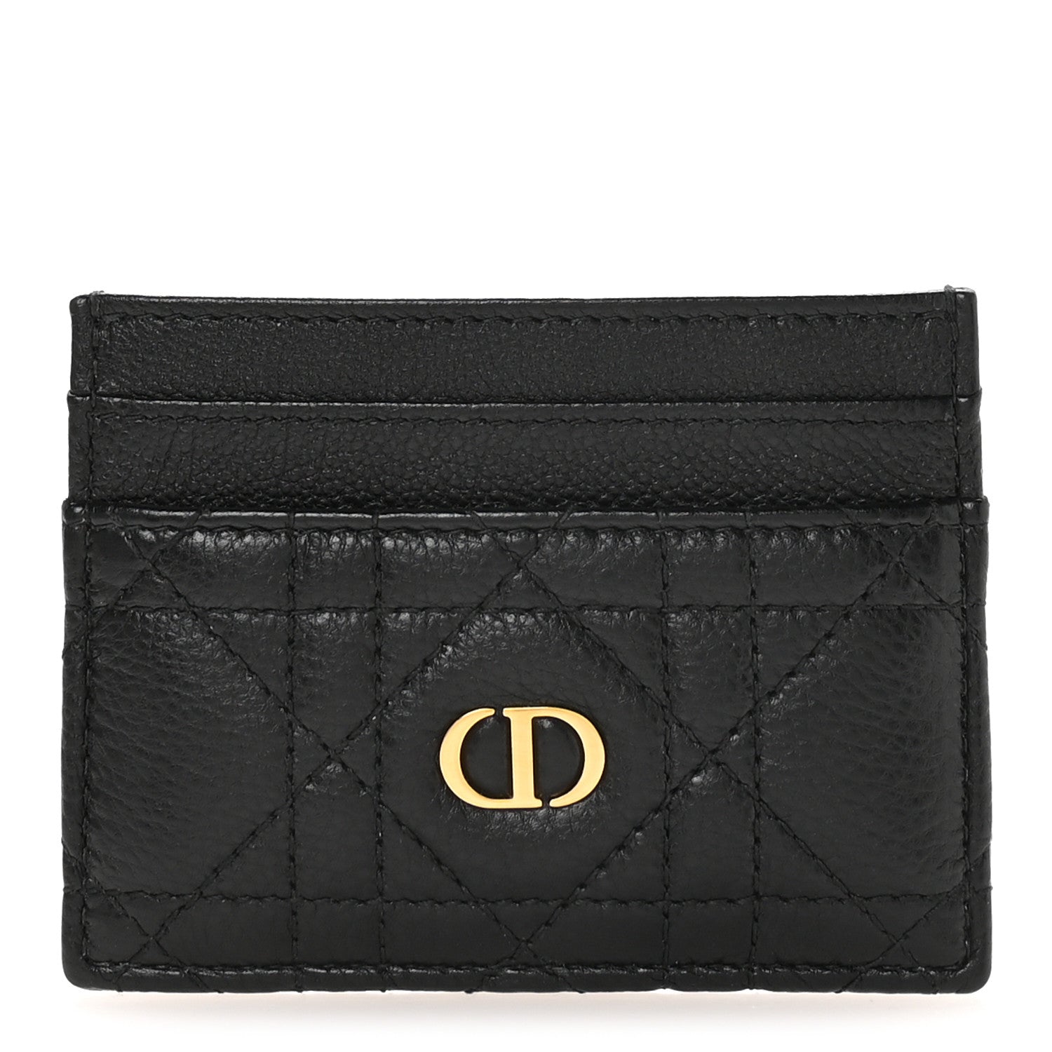Christian Dior Supple Calfskin Cannage Caro Freesia Card Holder Black 1 of 9