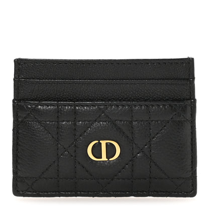 Christian Dior Supple Calfskin Cannage Caro Freesia Card Holder Black 1 of 9