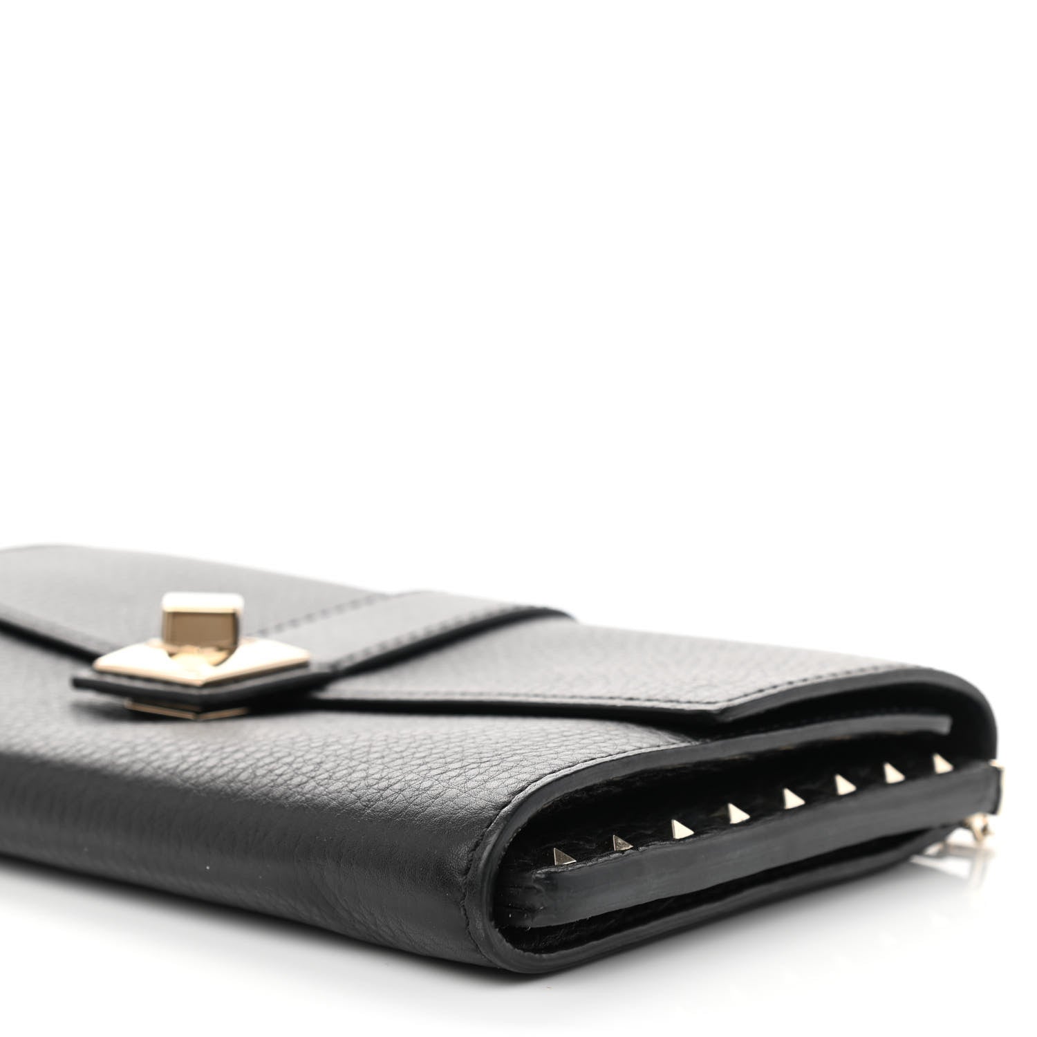 Valentino Garavani Pebbled Calfskin Rockstud Flap Chain Bag Black 7 of 8