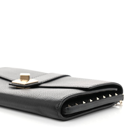 Valentino Garavani Pebbled Calfskin Rockstud Flap Chain Bag Black 7 of 8