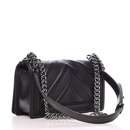 Chanel Calfskin Chevron Medium Boy Flap Black 3 of 11