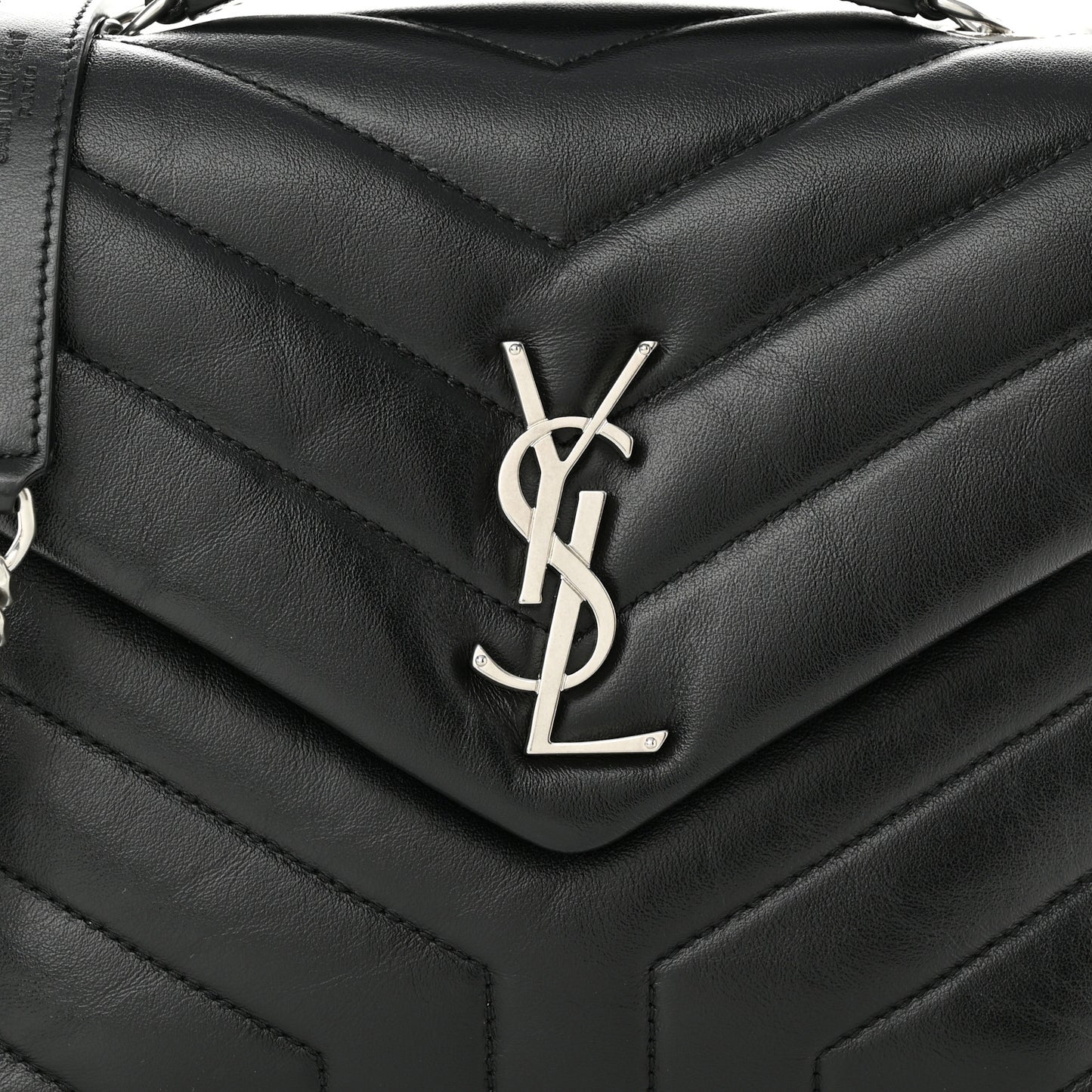 Calfskin Y Quilted Monogram Small Loulou Chain Satchel Black