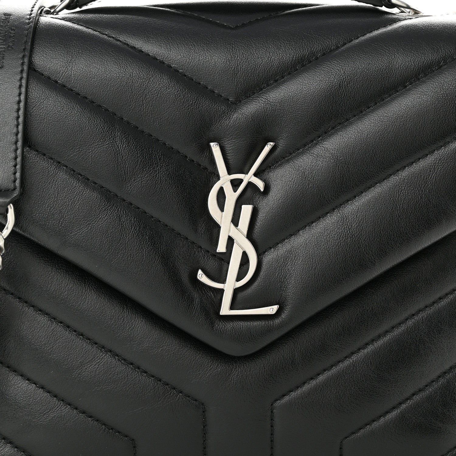 Saint Laurent Calfskin Y Quilted Monogram Small Loulou Chain Satchel Black 9 of 11