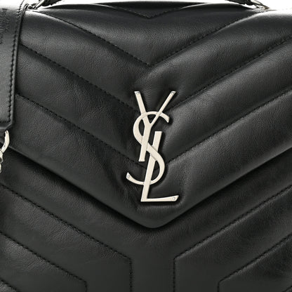 Saint Laurent Calfskin Y Quilted Monogram Small Loulou Chain Satchel Black 9 of 11