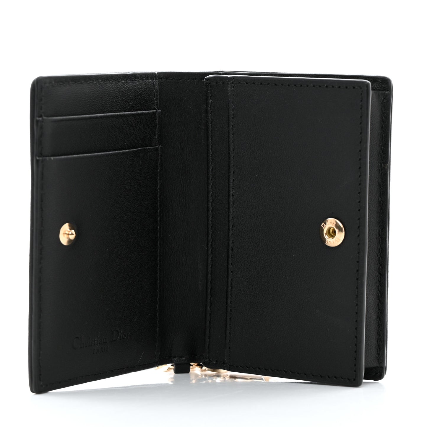 Lambskin Cannage Small Lady Dior Flap Card Holder Black