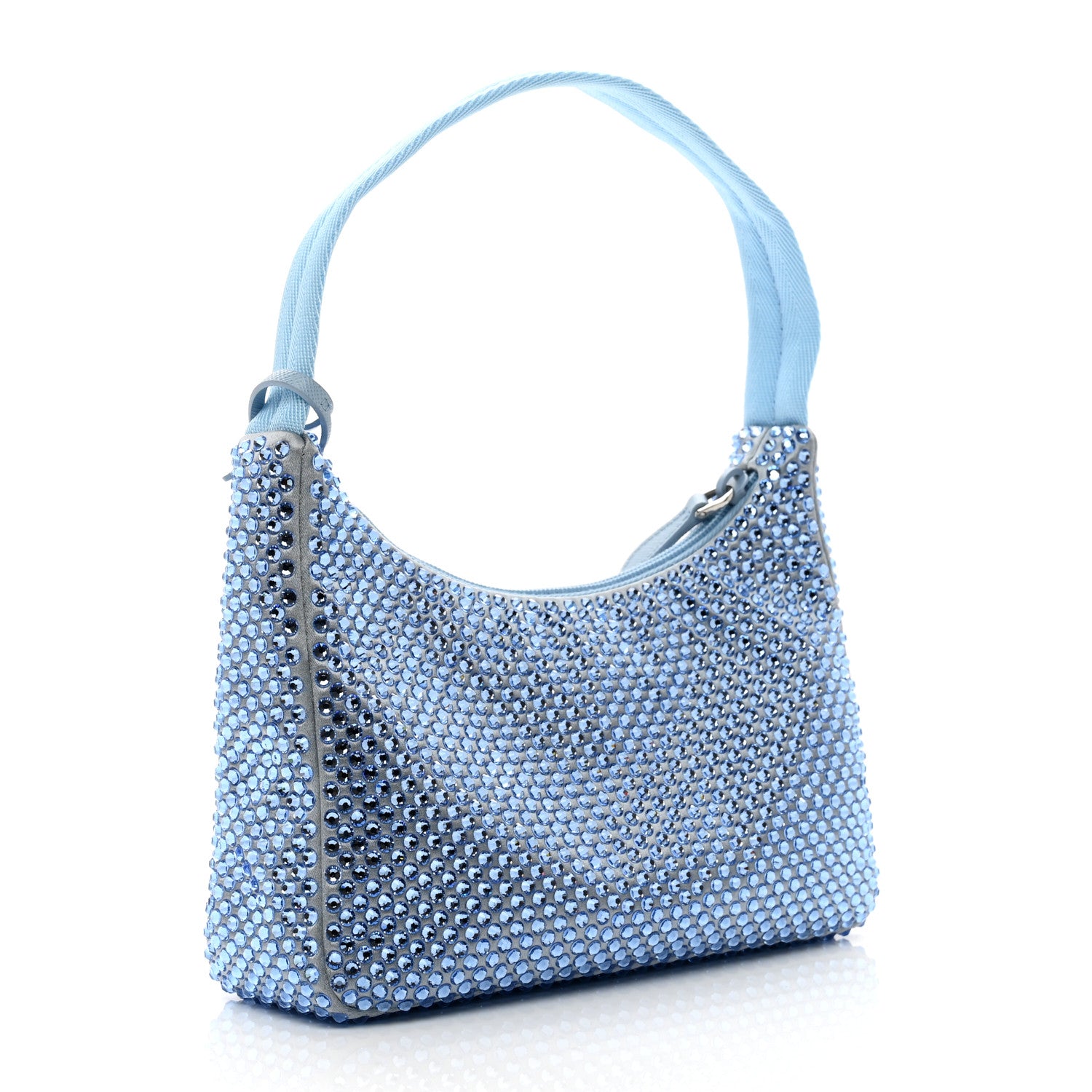 Prada Satin Crystal Mini Re-Edition 2000 Bag Celeste 2 of 10
