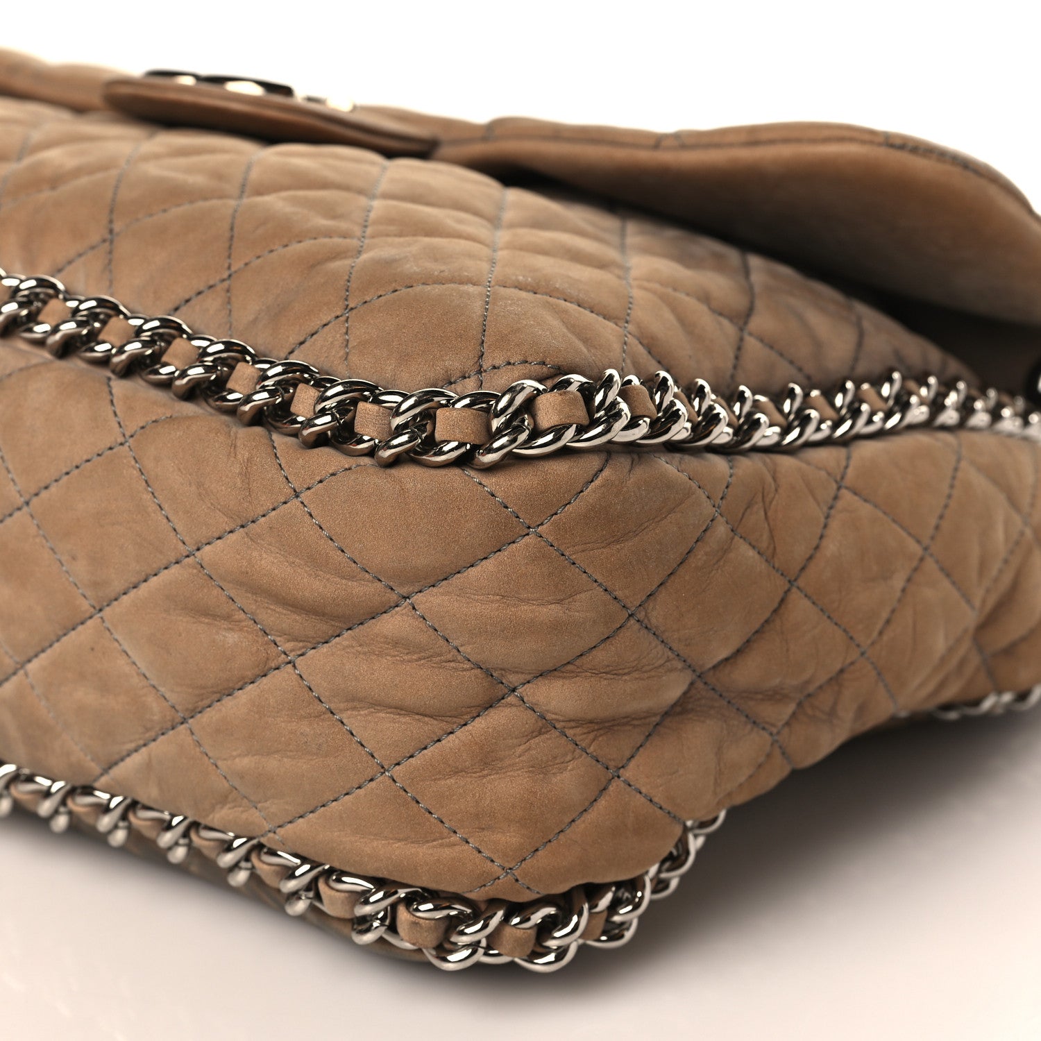 Chanel Nubuck Quilted Chain Around Maxi Flap Grey 9 of 12
