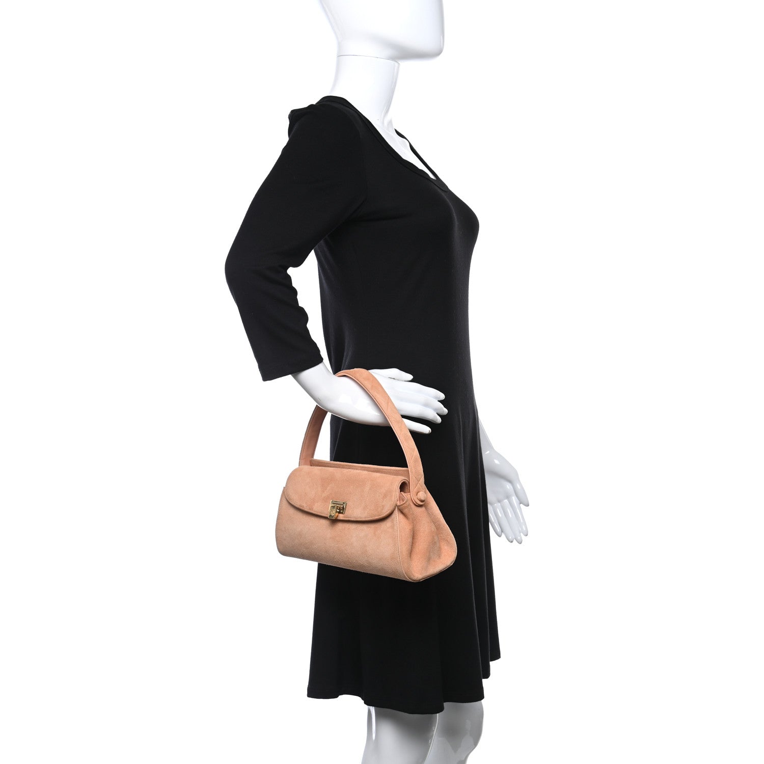 Chanel Suede Calfskin Shoulder Bag Light Orange 2 of 14