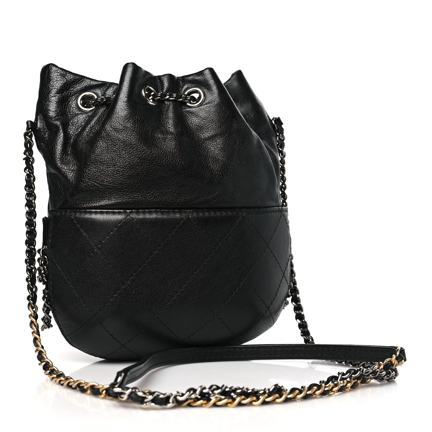 Chanel Calfskin Quilted Small Gabrielle Bucket Black 3 of 9