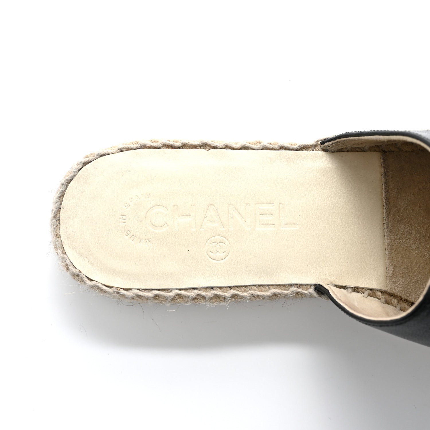 Chanel Iridescent Goatskin Patent CC Espadrille Mules 38 Black 7 of 11