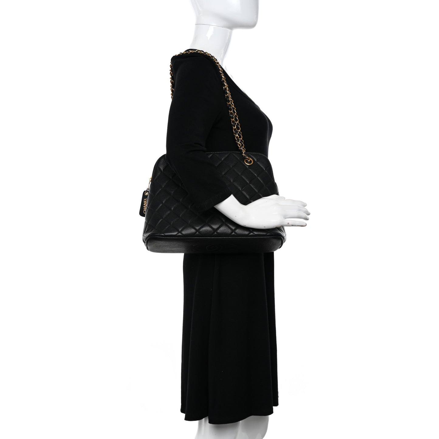 Caviar Quilted Shoulder Bag Black