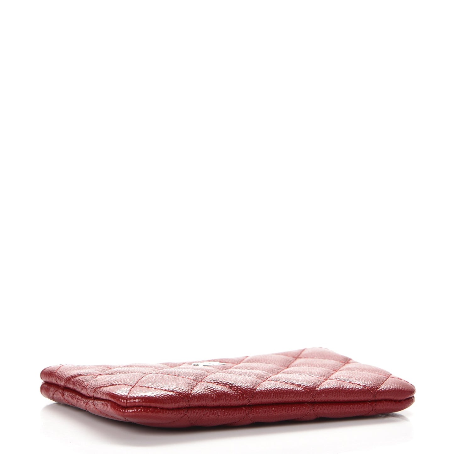 Caviar Quilted Small Cosmetic Case Dark Red