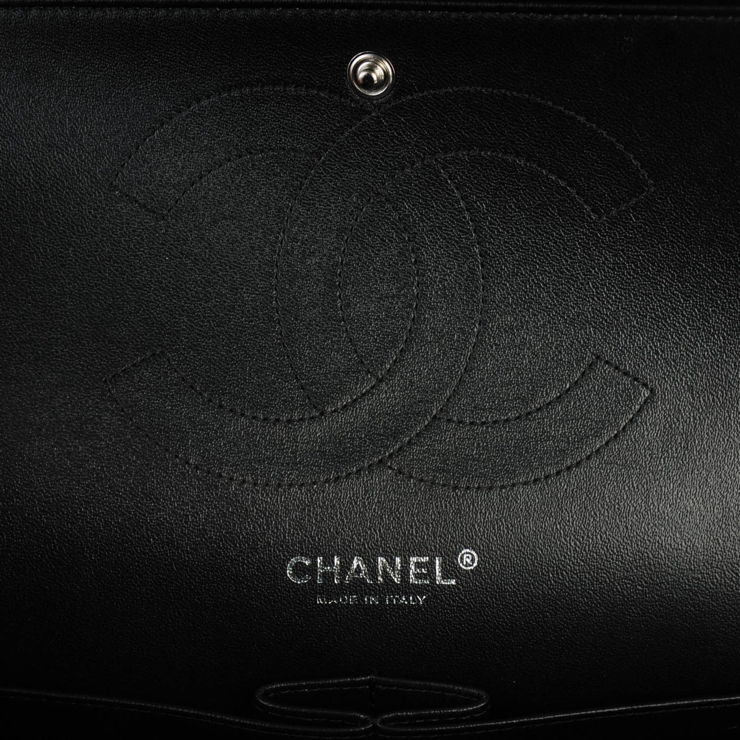 Lambskin Chevron Quilted Jumbo Double Flap So Black
