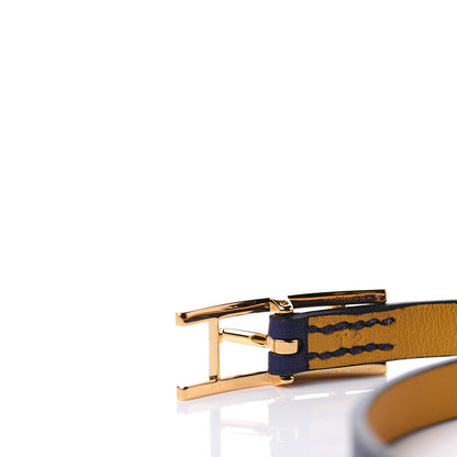 Hermes Swift Behapi Double Tour Bracelet T2 Bleu Encre Ambre 4 of 5