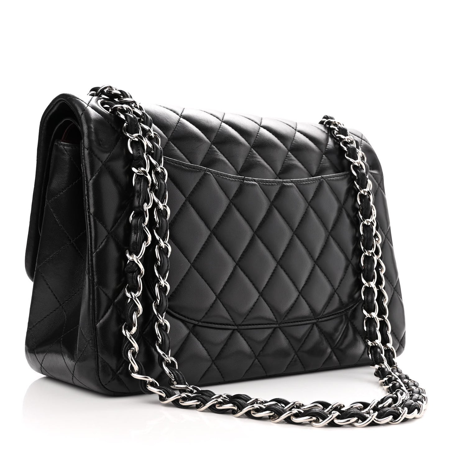 Lambskin Quilted Jumbo Double Flap Black