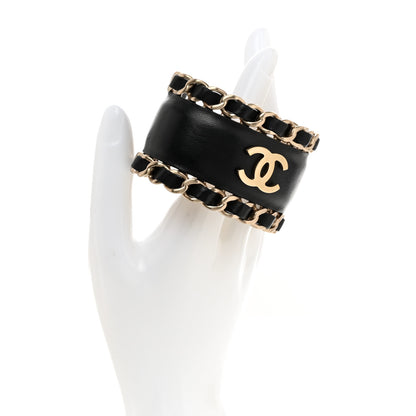 Chanel Lambskin Chain CC Cuff Black Gold 2 of 4