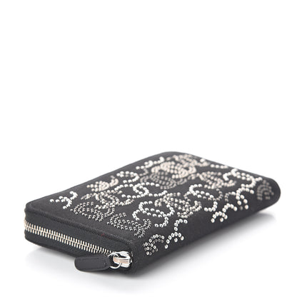 Chanel Canvas Studded CC Gusset Zip Around Wallet Black 3 of 7