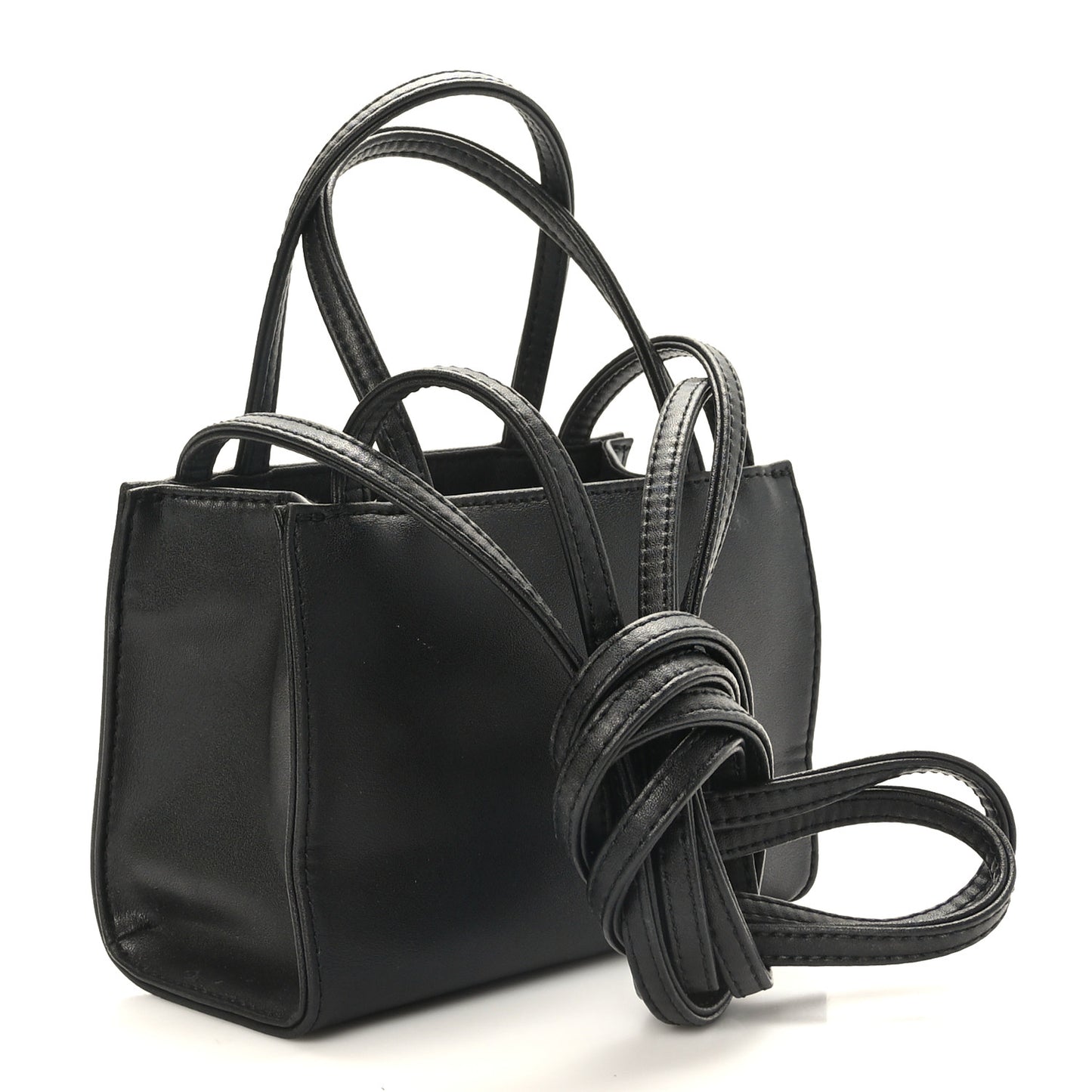 Vegan Leather Small Shopping Bag Black