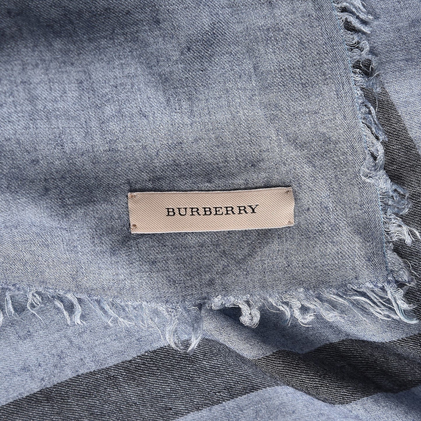 Modal Wool Overdyed Chambray Check Square Scarf Dusty Blue