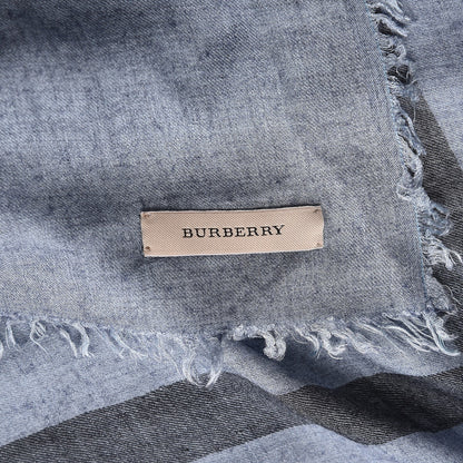 Burberry Modal Wool Overdyed Chambray Check Square Scarf Dusty Blue 3 of 4