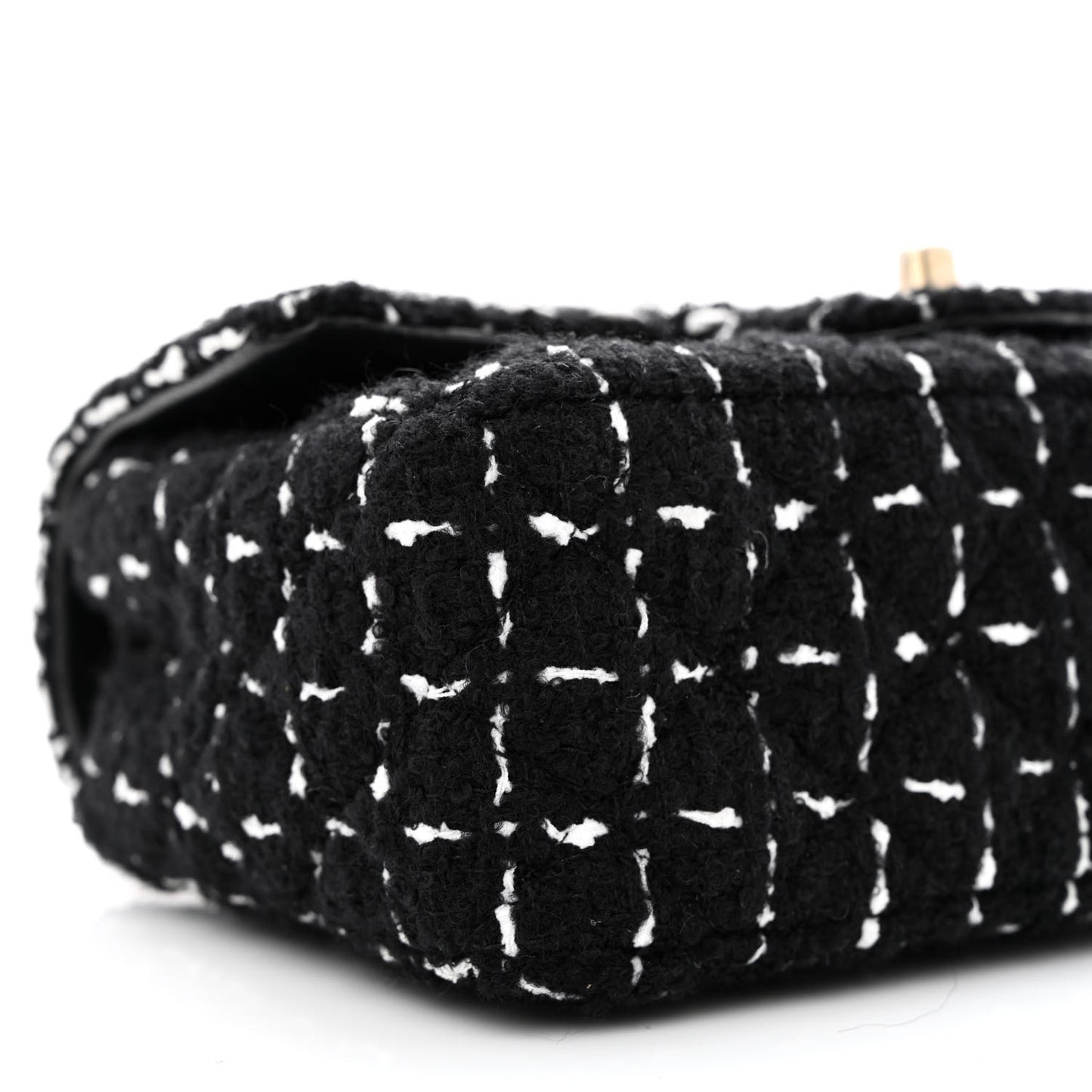 Tweed Quilted Mini Rectangular Flap Black White