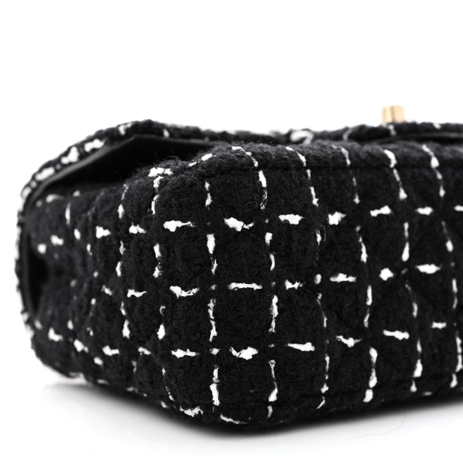 Chanel Tweed Quilted Mini Rectangular Flap Black White 9 of 11
