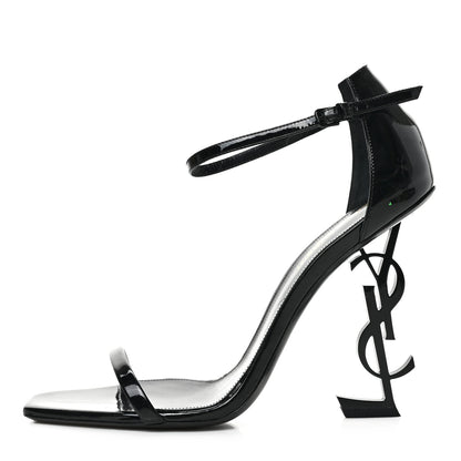 Saint Laurent Patent Calfskin Opyum 110 Sandals 40.5 Black 1 of 8
