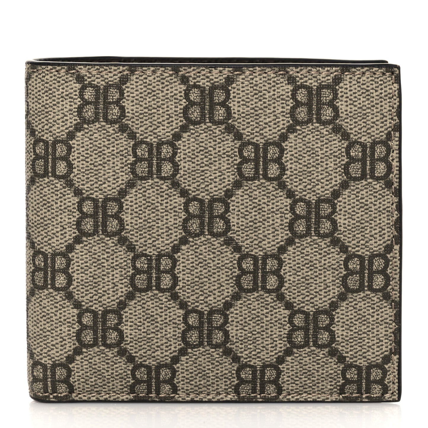 X BALENCIAGA BB Supreme Monogram Bi-Fold Wallet Beige Ebony