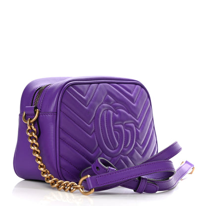 Gucci Calfskin Matelasse Small GG Marmont Chain Shoulder Bag Shine Purple 3 of 12